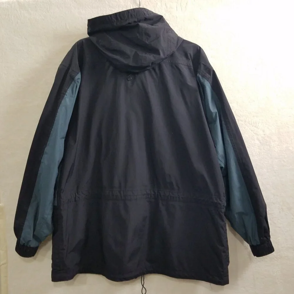 REI Co-op Rain Jacket Mens‎ XL Blue/black REI Elements Hooded Multi pocket